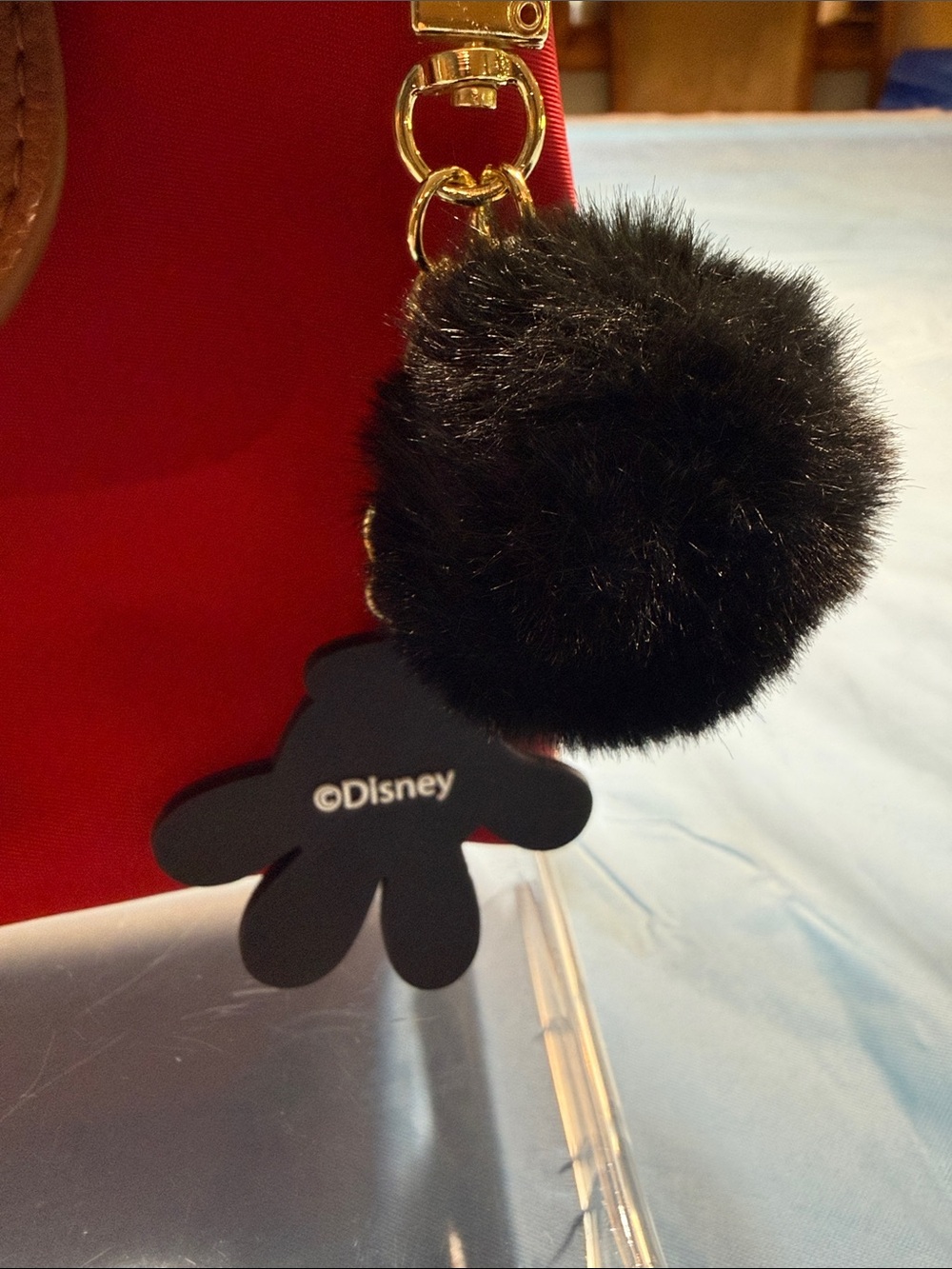 Disney Red and Tan Mickey Mini Handbag with Black Pom Charm - Picture 3 of 7
